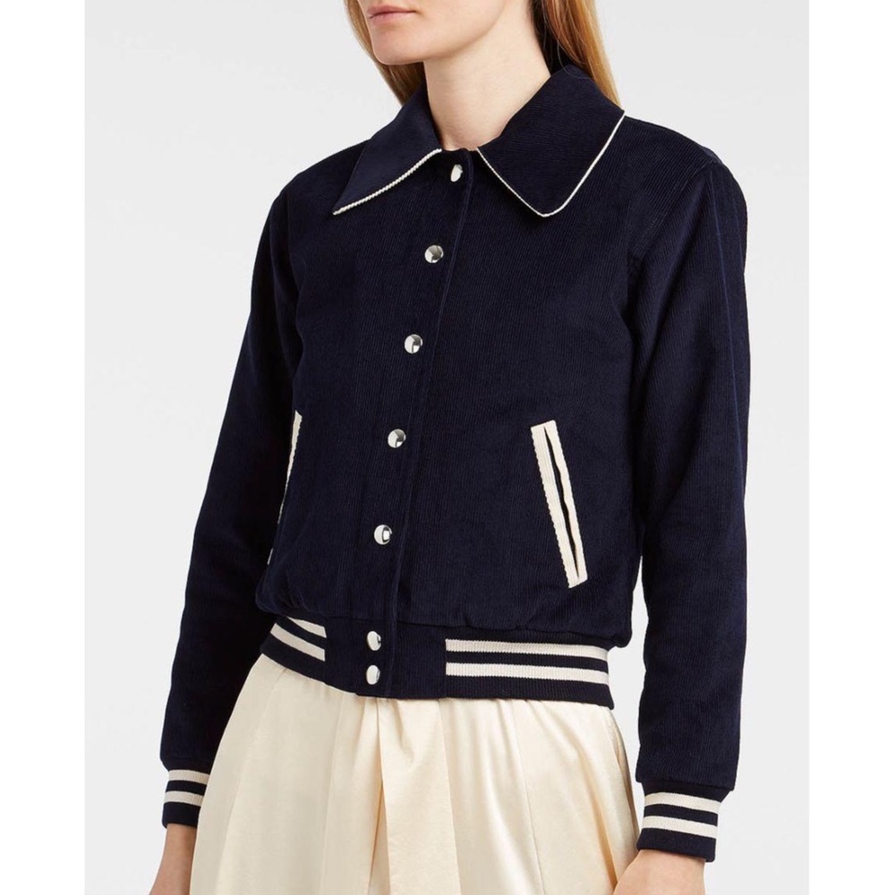 ISO Alexa Chung Shrunken Varsity Bomber Jacket